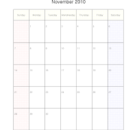 11월 November 2010달력 11월 November 2010달력
